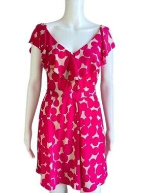 Yoana Baraschi Pink Polka Dot V-Neck Dress - S